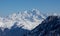 Mont blanc view snowy mountain from Mont Vallon Meribel 3 vallees