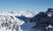 Mont blanc view snowy mountain from Mont Vallon Meribel 3 vallees