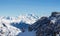 Mont blanc view snowy mountain from Mont Vallon Meribel 3 vallees