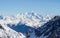 Mont blanc view snowy mountain from Mont Vallon Meribel 3 vallees