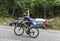 Mont du Chat, France - July 9, 2017: The Colombian cyclists Esteban Chaves of Team Orica-Scott climbing the road on Mont du Chat