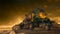 Mont Saint Michel in France at dusk clouds