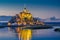 Mont Saint-Michel in twilight at dusk, Normandy, France