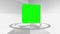 Montage of green screens in a cube