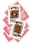 A montage of playing cards with two kings revealed.