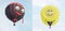 Montage: Two \\\'happy face\\\' shaped hot air balloons
