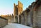 Montagnana, Italy - August 6, 2017: architecture of the quiet streets of the old city in the early morning.