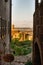 Montalcino, Tuscany, Italy. August 2020. Amazing view from the historic center of the village towards the landscape of the Tuscan