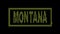 Montana. Animated appearance of the inscription in frame. Isolated Letters from pixels. Yellow color.