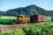 Montana landscapes with heavy train engine locomotive passing