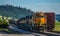 Montana landscapes with heavy train engine locomotive passing