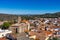 Montanchez with the church of St Matthew, San Mateo in Extremadura. Spain