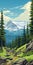 Montane Forest: Hyper-detailed Illustration Of Rocky Mountain Landscape