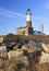 Montauk Lighthouse Boulders Vertical