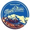 MontBlanc in Alps, France, Italy outdoor adventure badge. Higest mountain in Europe illustration.