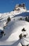 Monte Averau in winter, the highest mountain of the Nuvolau Group in the Dolomites, located in the Province of Belluno. Italy.