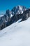 Monte Bianco landscape with mountainerrs on the glacer