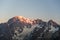 Monte Bianco or Mont Blanc at sunrise, italian side