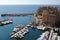 Monte Carlo harbour city panorama. View of luxury yachts and apartments in harbor of Monaco