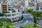 Monte Carlo, Monaco, 10/05/2019: Beautiful top view of the rich city architecture and winding slopes