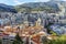 Monte Carlo, Monaco, 10/05/2019: Beautiful view of the city and marina on a bright sunny day. Wealth and luxury. Snow-white yachts