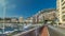 Monte Carlo Port Hercule panorama timelapse hyperlapse. View of luxury yachts and houses around harbor of Monaco, Cote d
