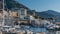 Monte Carlo Port Hercule panorama timelapse. View of luxury yachts and casino of Monaco, Cote d`Azur.