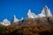 Monte Fitz Roy also called Monte ChaltÃ©n seen from the forest. All its beautiful peaks