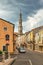 MONTE FORTE D`ALPONE, ITALY - July 14th, 2019: Vittorio Veneto street leads to the Santa Maria Maggiore church