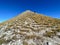 MONTE PORCHE, ITALY - SEPTEMBER 30, 2023: View of the high peak of Mount Porche in the park of Monti Sibillini