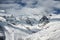 Monte Rosa glacier from Gressoney, Italy. Winter mountain landscape.