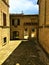 Montecassiano town, Marche region, Italy. Medieval buildings, precious ancient street, arches, beauty, history and time