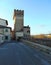 Montelupo Fiorentino, Tuscany, Italy. The Frescobaldi Tower, La Torre dei Frescobaldi, view, outdoor, old street.
