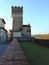 Montelupo Fiorentino, Tuscany, Italy. The Frescobaldi Tower, La Torre dei Frescobaldi, view, outdoor, old street.