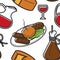 Montenegrin food and drink seamless pattern national cuisine