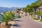 Montenegro. Embankment of seaside town of Perast on sunny autumn day