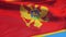 Montenegro flag in slow motion seamlessly looped with alpha