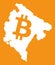 Montenegro map with bitcoin crypto currency symbol illustration