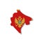 Montenegro national flag in a shape of country map