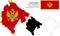 Montenegro vector map, flag, borders, mask , capital, area
