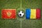 Montenegro vs. Romania flags on soccer field