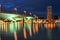Monteolivete bridge puente at night, Valencia, Spain