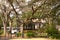 Monterey Square in the historic district in Savannah with architecture in view.