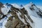 Monterosa traverse knife edge snow ridge glacier walk and climb in the Alps
