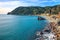 Monterosso beach and sea bay. Five lands, 5 terre, Ligury Italy