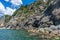 Monterosso, Cinque Terre, Italy - 26 June 2018: a world war bunker on the rocky cliff
