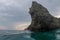 Monterosso cinque terre panorama rock at sunset from the sea