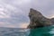 Monterosso cinque terre panorama rock at sunset from the sea