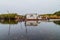 MONTERRICO, GUATEMALA - MARCH 30, 2016: Ferry loaded with a truck in the wetlands of the wildlife reserve Biotopo