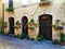 Monterubbiano town, Fermo province, Marche region, Italy. Doors, plants and splendid houses